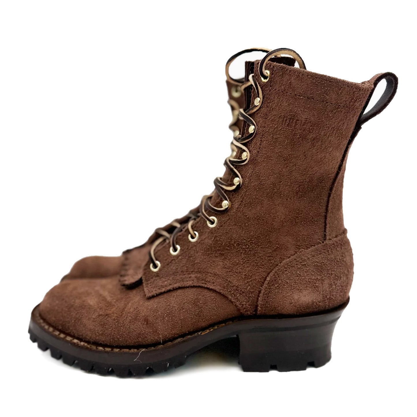Custom Drew's 8" Walnut Roughout Size 8.5E with D Width Heels - Drew's Boots - Drew's Boots