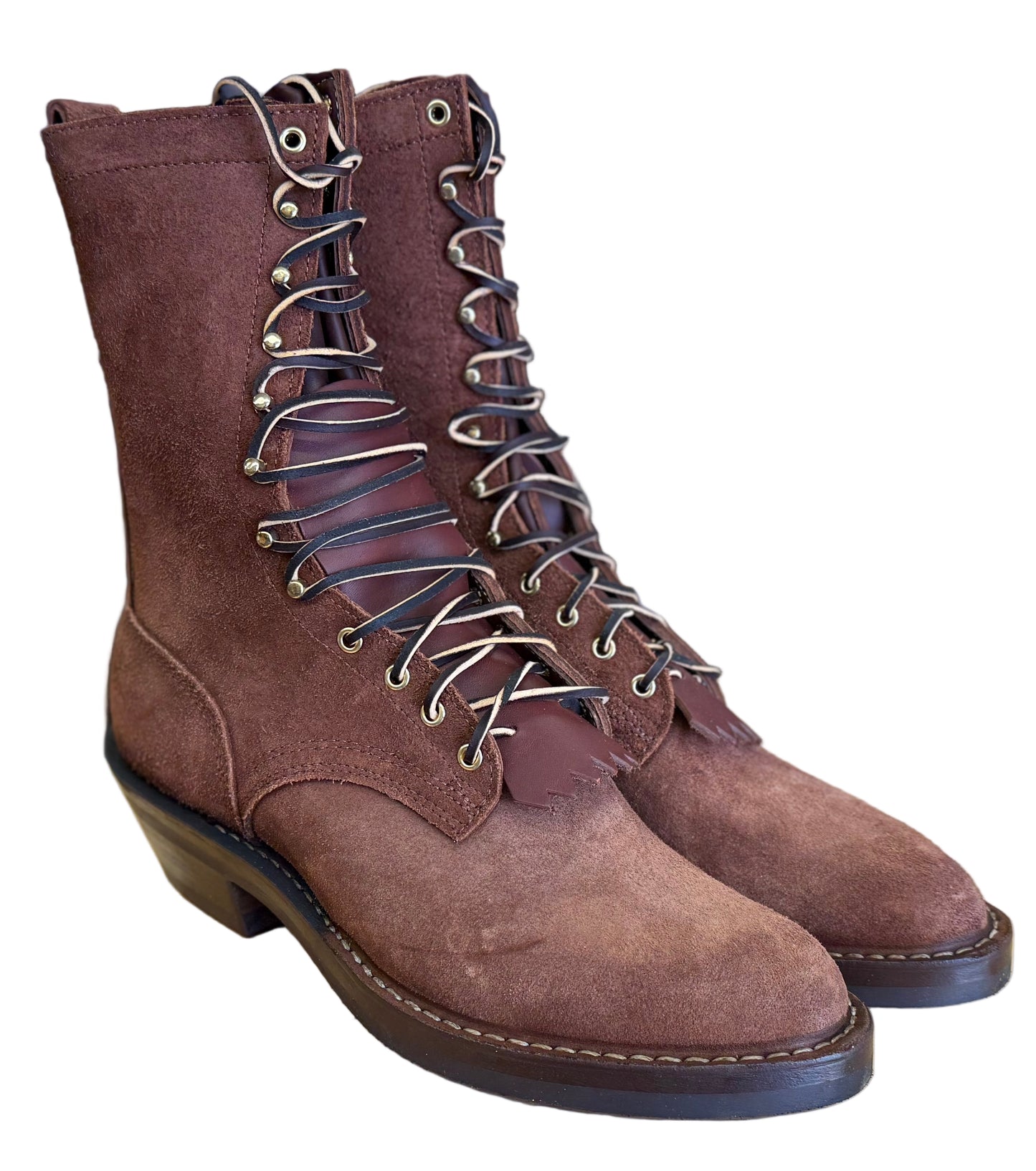 Drew’s Brown Roughout Cascade Riding Packer #DP10C Size 12B - Drew's Boots - Drew's Boots